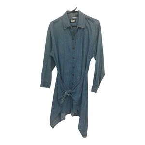 DKNY Blue Button-Up Tunic Dress